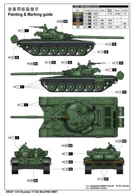 Russian T-72A Mod1983 MBT детальное изображение Бронетехника 1/35 Бронетехника