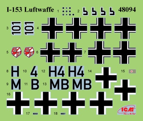 Збірна модель 1/48 Літак І-153 Люфтваффе з пілотами та наземним персоналом ICM 48094 детальное изображение Самолеты 1/48 Самолеты