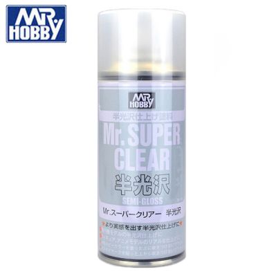 Mr. Super Clear Semi-Gloss Spray (170 ml) / Лак полуглянцевый в аэрозоле детальное изображение Лаки Модельная химия