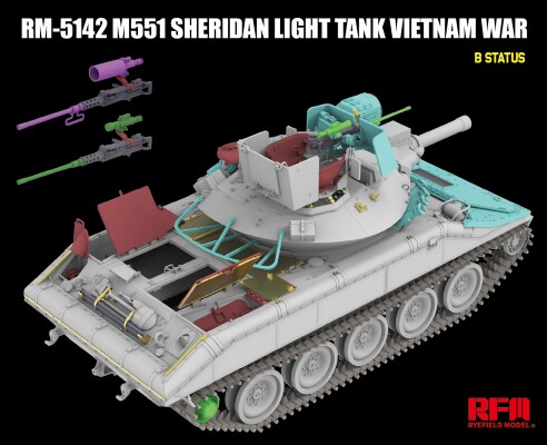 Збірна модель 1/35 Легкий танк М551 Sheridan (В'єтнамська війна) Rye Field Model RFM 5142 детальное изображение Бронетехника 1/35 Бронетехника