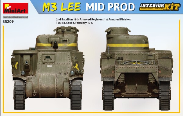 Збірна модель 1/35 Танк M3 Lee Mid Prod. з інтер'єром Miniart 35209 детальное изображение Бронетехника 1/35 Бронетехника