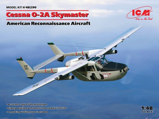 Scale model 1/48 Airplane Cessna O-2A Skymaster ICM 48290 детальное изображение Самолеты 1/48 Самолеты