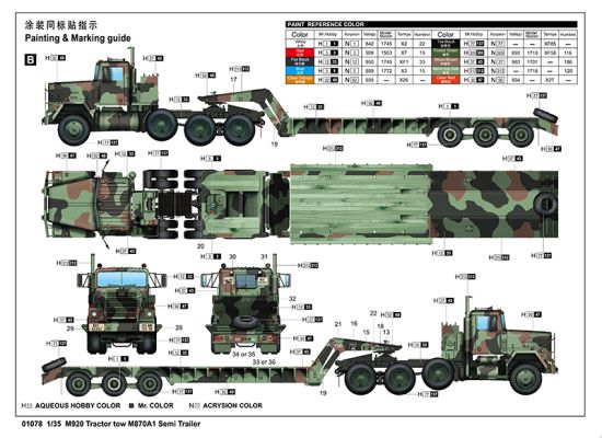 Scale model 1/35 M920 Tractor tow M870A1 Semi Trailer Trumpeter 01078 детальное изображение Автомобили 1/35 Автомобили