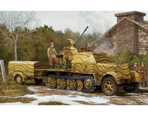 Сборная модель 1/35 Немецкая 3,7-см Flak 43 на САУ (Sd.Kfz.7/2) Трумпетер 01527 детальное изображение Бронетехника 1/35 Бронетехника