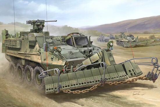 Scale model 1/35 M1132 Stryker Engineer Squad Vehicle w/SMP-Surface Mine Plow/AMP Trumpeter 01575 детальное изображение Бронетехника 1/35 Бронетехника