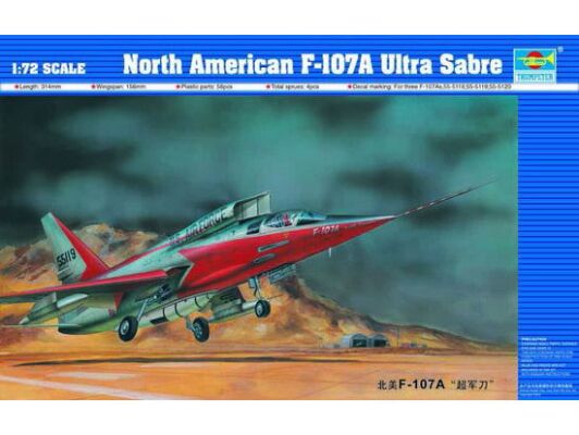 Збірна модель північноамериканського літака F-107A Ultra Sabre детальное изображение Самолеты 1/72 Самолеты