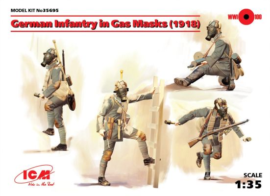 Немецкая пехота в противогазах (1918 г.) детальное изображение Фигуры 1/35 Фигуры