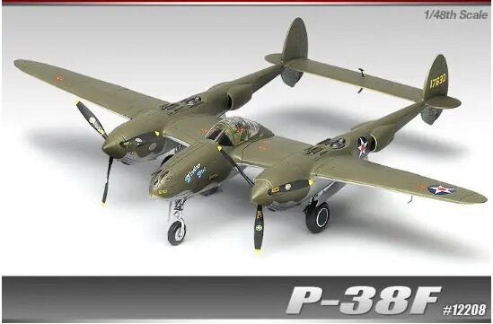 Scale model 1/48 Airplane P-38F Lightning &quot;Glacier Girl&quot; Academy 12208 детальное изображение Самолеты 1/48 Самолеты