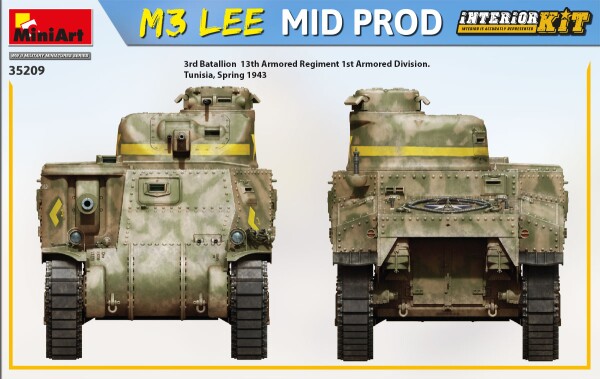 Збірна модель 1/35 Танк M3 Lee Mid Prod. з інтер'єром Miniart 35209 детальное изображение Бронетехника 1/35 Бронетехника