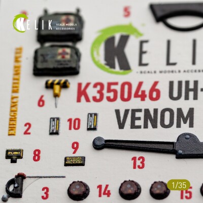 Bell UH-1 Y Venom 3D декаль интерьер для комплекта Trumpeter 1/35 KELIK K35046 детальное изображение 3D Декали Афтермаркет