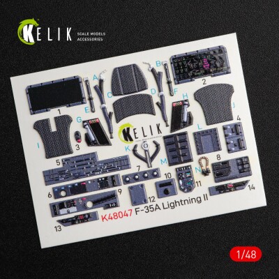 F-35A &quot;Lightning II&quot; 3D interior decal for Kitty Hawk kit 1/48 KELIK K48047 детальное изображение 3D Декали Афтермаркет