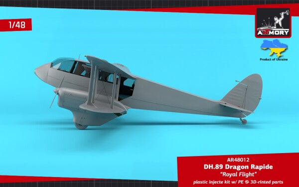 Сборная модель 1/48 Ближнемагистральный авиалайнер DH.89 Dragon Rapide «Королевский полет» Armory детальное изображение Самолеты 1/48 Самолеты