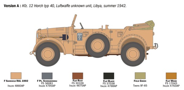 Збірна модель 1/35 Автомобіль Kfz. 12 Horch 901 typ 40 frühen Ausf. рання версія Italeri 6597 детальное изображение Автомобили 1/35 Автомобили