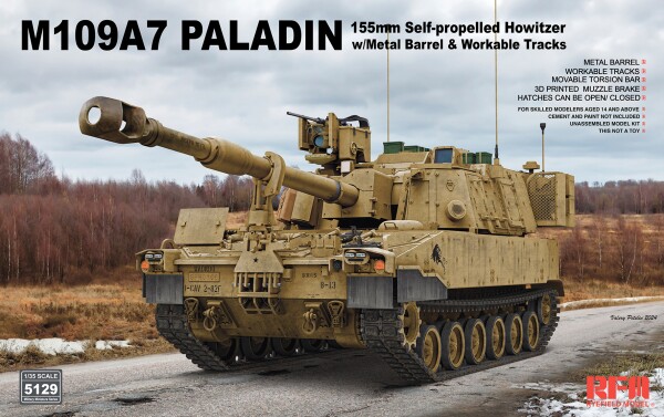 Збірна модель 1/35 155-мм самохідна гаубиця М109А7 Paladin RFM RM-5129 детальное изображение Артиллерия 1/35 Артиллерия