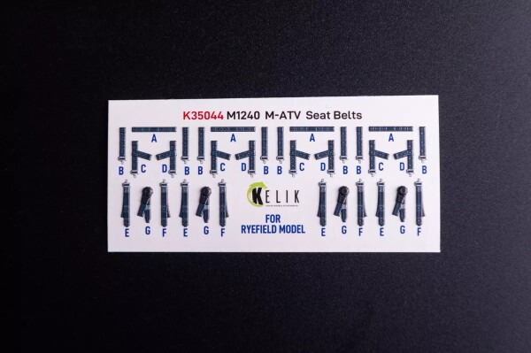 M1240A M-ATV Seat Belts 3D декаль інтер'єр для комплекту RFM 1/35 KELIK K35044 детальное изображение 3D Декали Афтермаркет