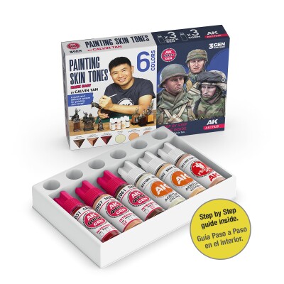 Набор для рисования телесных оттенков, 6 цветов (3 x 3 GEN + 3 x QUICK GEN) AK-interactive AK17526 детальное изображение Наборы красок Краски