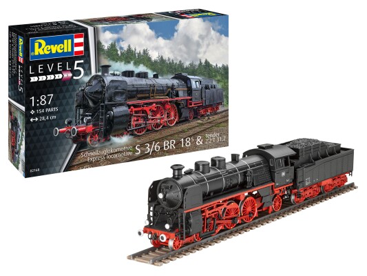 Scale model 1/87 Schnellzug lokomotive S3/6 BR 18 mit Tender Revell 02168 детальное изображение Железная дорога 1/87 Железная дорога