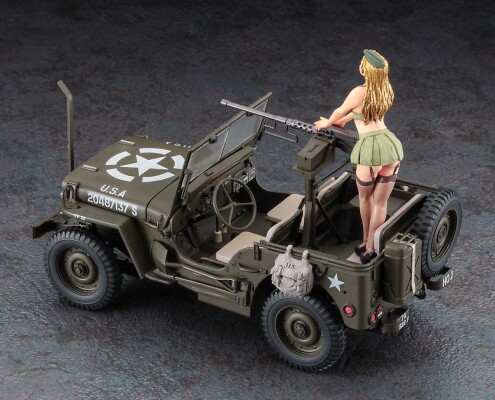 Збірна модель 1/24 Позашляховик 4x4 вантажопідйомністю 1/4 тонни (з кулеметом Cal. 50 M2) та фігуркою блондинки Hasegawa 52283 детальное изображение Автомобили 1/24 Автомобили