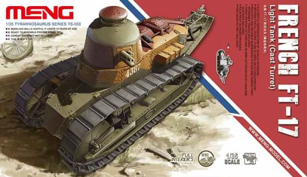 Сборная модель 1/35  французкий  легкий  танк  с литой башней FT-17  Менг TS-008 детальное изображение Бронетехника 1/35 Бронетехника