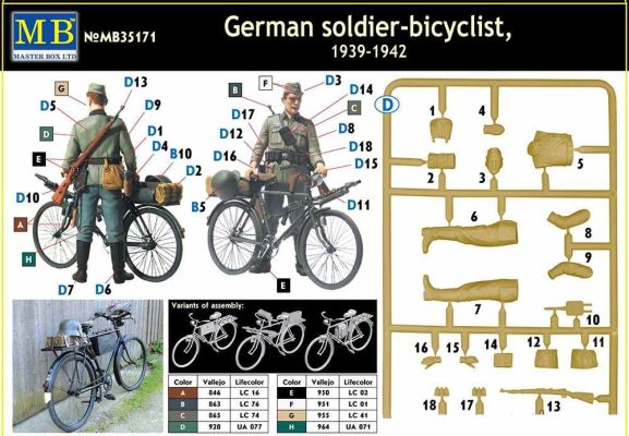 &quot;Немецкий солдат-велосипедист, 1939-1942 гг.&quot; детальное изображение Фигуры 1/35 Фигуры