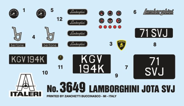 Збірна модель 1/24 Автомобіль Lamborghini Miura JOTA SVJ Italeri 3649 детальное изображение Автомобили 1/24 Автомобили