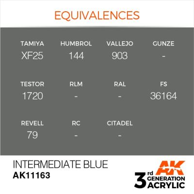 Акриловая краска INTERMEDIATE BLUE – STANDARD / ПРОМЕЖУТОЧНЫЙ СИНИЙ АК-интерактив AK11163 детальное изображение General Color AK 3rd Generation