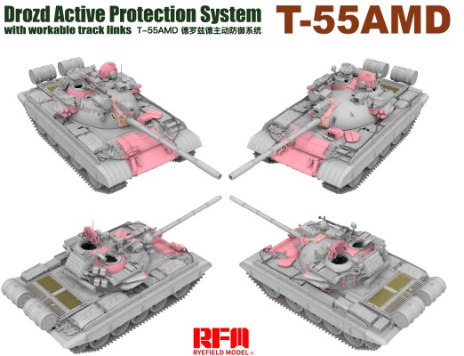 Збірна модель 1/35 Танк Т-55AMD система активного захисту &quot;Drozd&quot; RFM RM-5091 детальное изображение Бронетехника 1/35 Бронетехника