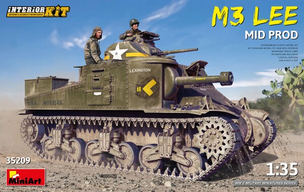 Збірна модель 1/35 Танк M3 Lee Mid Prod. з інтер'єром Miniart 35209 детальное изображение Бронетехника 1/35 Бронетехника