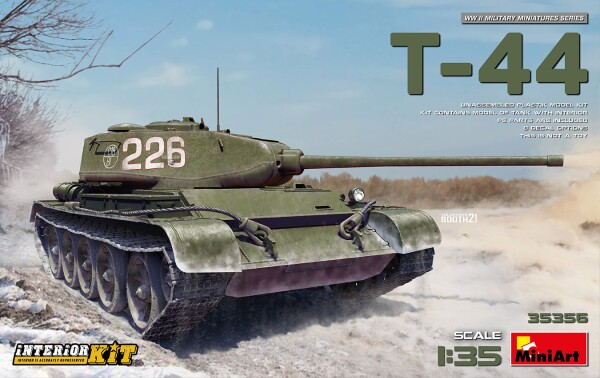 Збірна модель 1/35 Танк Т-44 з інтер'єром Miniart 35356 детальное изображение Бронетехника 1/35 Бронетехника