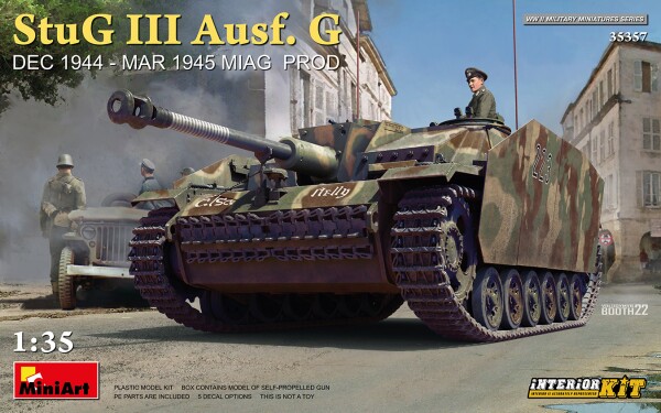 Сборная модель 1/35 Немецкая САУ Штуг III Ausf. G (Декабрь 1944 - Март 1945 г.) Miag Prod. с интерьє детальное изображение Бронетехника 1/35 Бронетехника