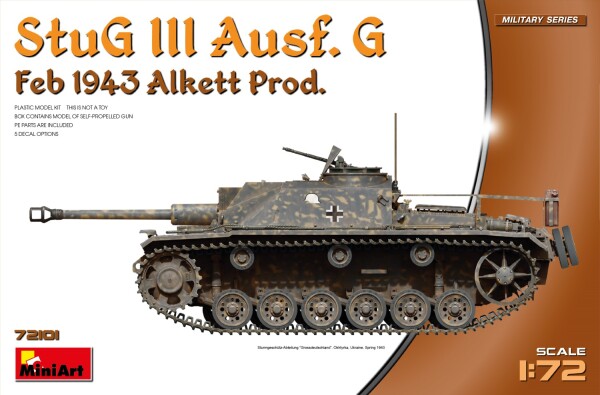 Збірна модель 1/72 Німецька САУ Stug.III Ausf.G зразка лютого 1943 р. Alkett Prod. Miniart 72101 детальное изображение Бронетехника 1/72 Бронетехника