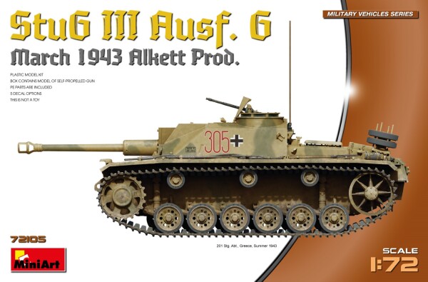 Збірна модель 1/72 Німецька САУ Stug.III Ausf.G зразка березень 1943 р. Alkett Prod. Miniart 72105 детальное изображение Бронетехника 1/72 Бронетехника