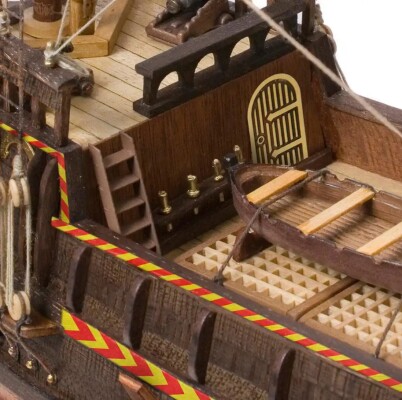 Scale wooden model 1/85 English galleon &quot;Golden Hind&quot; OcCre 12003 детальное изображение Корабли Модели из дерева