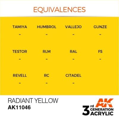 Acrylic paint RADIANT YELLOW – STANDARD / RADIANT YELLOW AK-interactive AK11046 детальное изображение General Color AK 3rd Generation