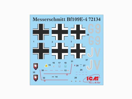 Сборная модель 1/72 Самолет Мессершмитт Bf 109E-4 ICM 72134 детальное изображение Самолеты 1/72 Самолеты