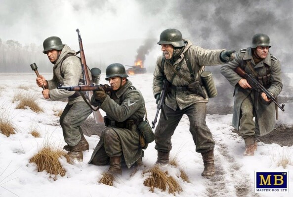 Збірна модель 1/35 Фігури Німецька піхота - Бастонь, 1944 рік (4 фігури) MasterBox 35254 детальное изображение Фигуры 1/35 Фигуры