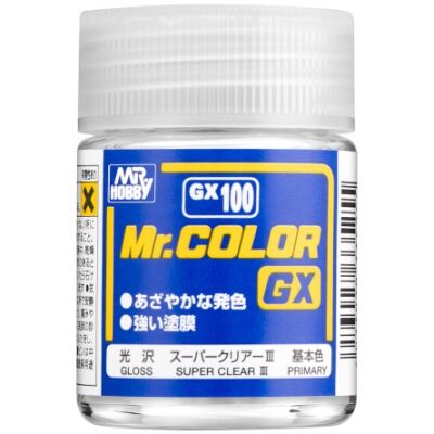 Mr. Color GX (18 ml) Super Clear III / Глянцевый лак на нитрооснове детальное изображение Лаки Модельная химия