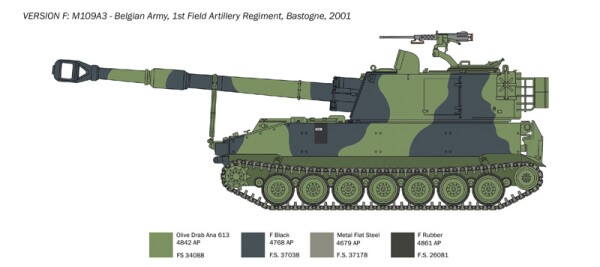 Збірна модель 1/35 САУ М109 A2/A3/G Italeri 6589 детальное изображение Артиллерия 1/35 Артиллерия