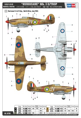 Збірна модель 1/48 Британський винищувач Hurricane Mk.ⅡD/TROP HobbyBoss 81780 детальное изображение Самолеты 1/48 Самолеты