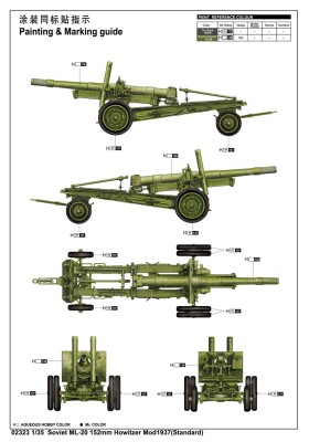 Сборная модель 1/35 Советская 152-мм гаубица МЛ-20 образца 1937 года (стандартная версия) Трумпетер детальное изображение Артиллерия 1/35 Артиллерия