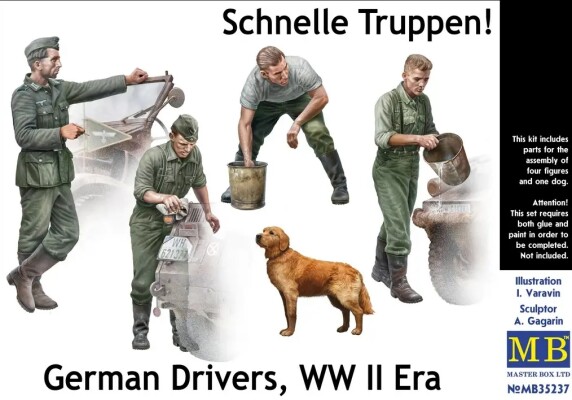 Scale model 1/35 Figures German drivers from the Second World War and a dog MasterBox 35237 детальное изображение Фигуры 1/35 Фигуры