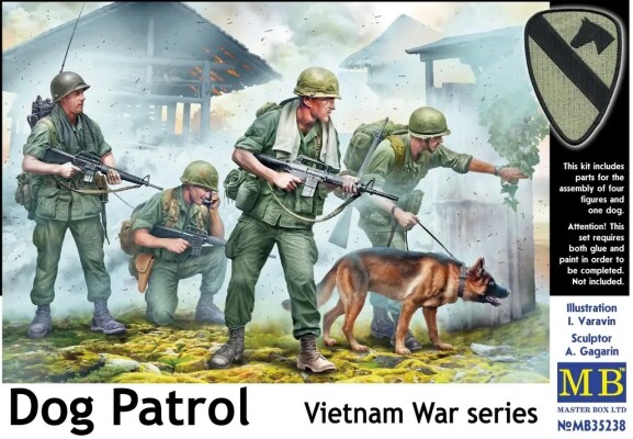 Scale model 1/35 Figures American patrol in Vietnam and dog MasterBox 35238 детальное изображение Фигуры 1/35 Фигуры