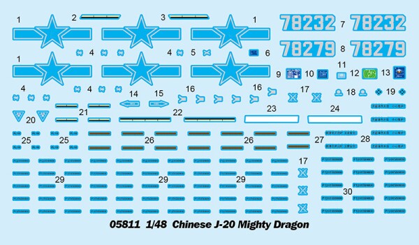 Сборная модель 1/48 Китайский истребитель-невидимка J-20 «Вайрон» Трумпетер 05811 детальное изображение Самолеты 1/48 Самолеты
