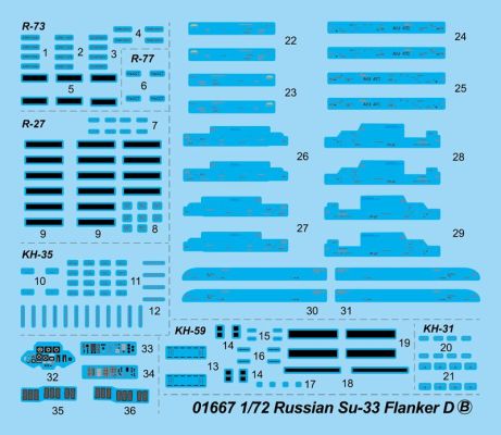 Сборная модель 1/72 Истребитель Су-33 Flanker D Трумпетер 01667 детальное изображение Самолеты 1/72 Самолеты