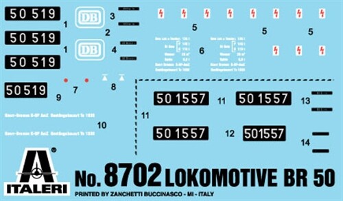 Збірна модель 1/87 Німецький Lokomotive BR50 Italeri 8702 детальное изображение Железная дорога 1/87 Железная дорога