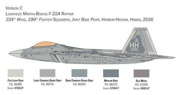 Збірна модель 1/48 ЛітакF-22A Raptor Italeri 2822 детальное изображение Самолеты 1/48 Самолеты