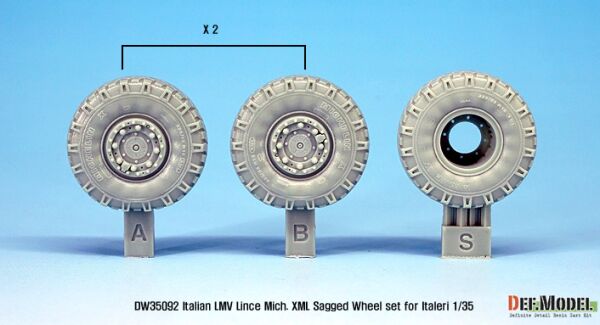 Italian LMV Lince &quot;XML&quot; Sagged Wheel set (for Italeri 1/35) детальное изображение Смоляные колёса Афтермаркет