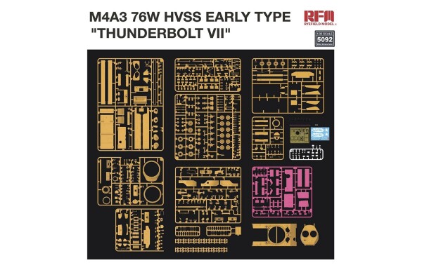 Збірна модель 1/35 Танк M4A3 Sherman 76W HVSS раннього типу &quot;Thunderbolt VII&quot; RFM RM-5092 детальное изображение Бронетехника 1/35 Бронетехника