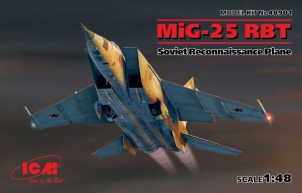 Сборная модель советского самолета-разведчика МиГ-25 РБТ детальное изображение Самолеты 1/48 Самолеты