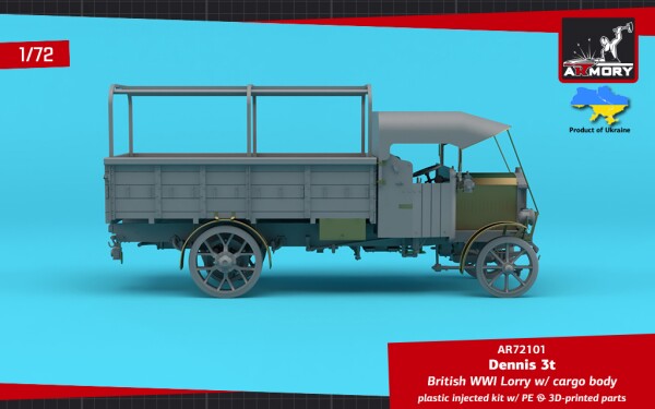 Сборная модель 1/72 Британский грузовик Dennis 3t времён Первой мировой войны с бортовым кузовом детальное изображение Автомобили 1/72 Автомобили
